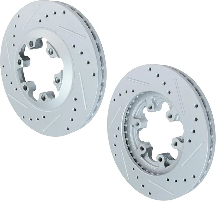 Front Drilled Brake Rotors - S-55090 x2