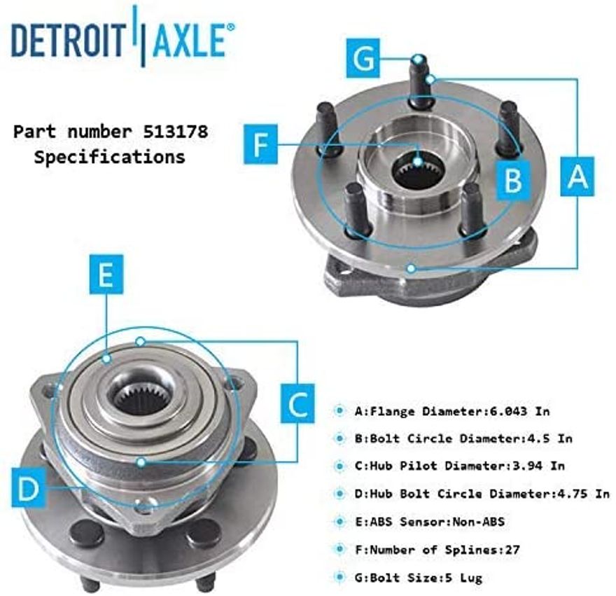 2005 Jeep Liberty Front Wheel Hub and Bearings (Pair)