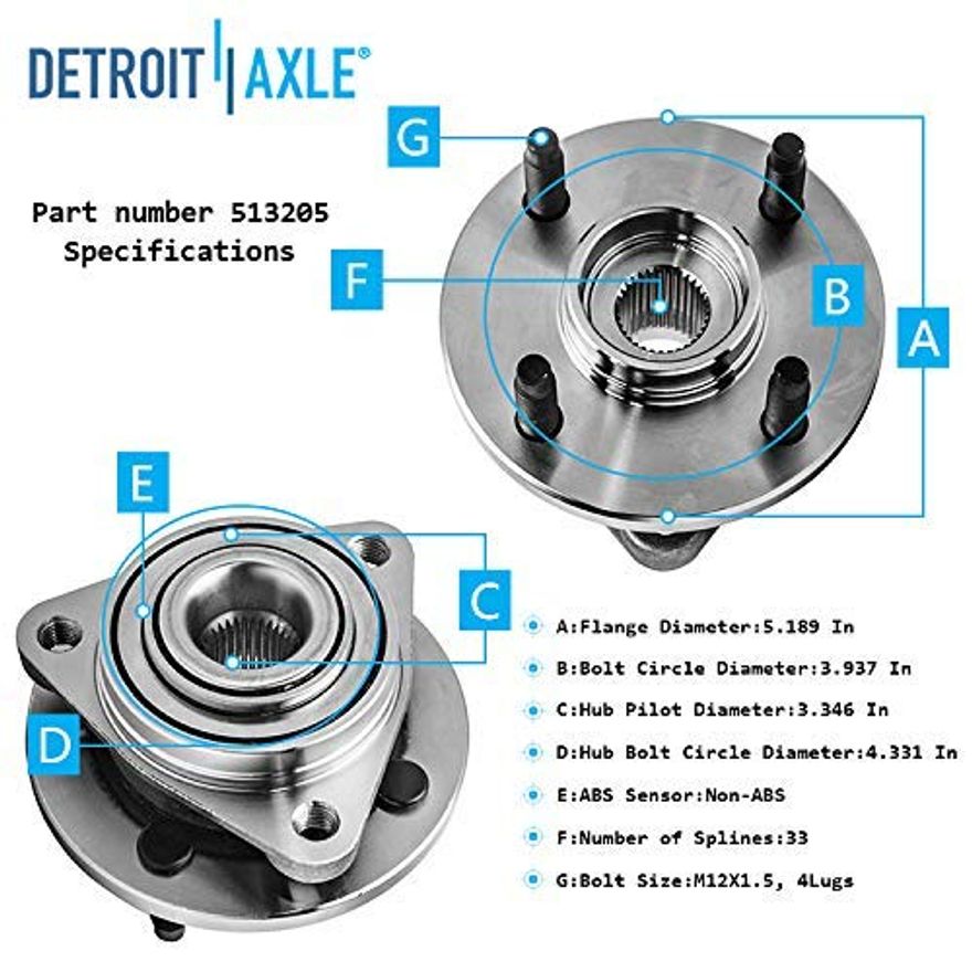 Front Driver or Passenger Side Wheel Hub and Bearing