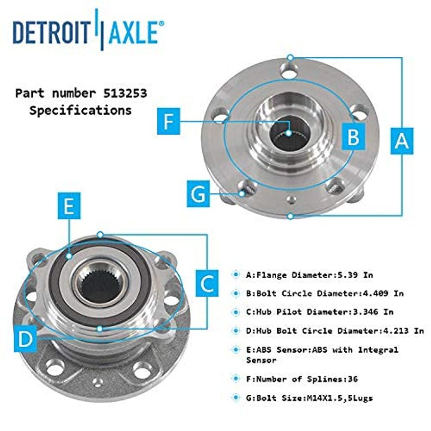 Front Driver or Passenger Side Wheel Hub and Bearing