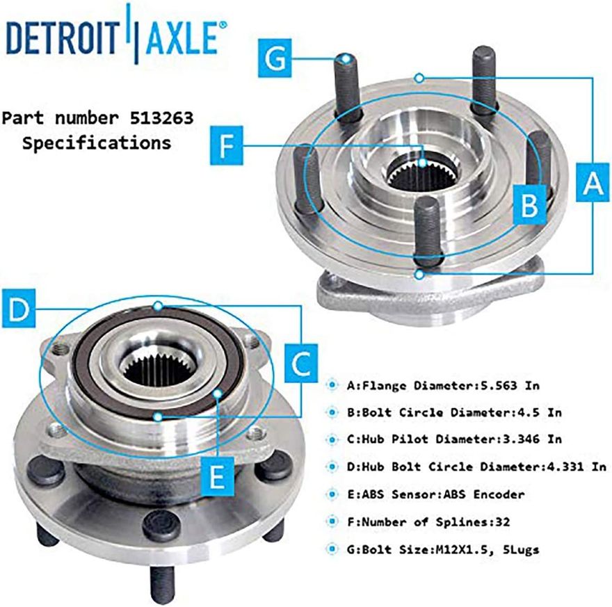 Front Wheel Hub and Bearings (Pair)