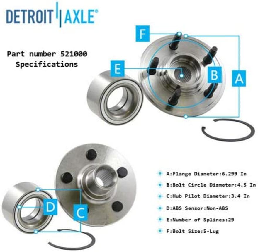 Rear Driver or Passenger Side Wheel Hub and Bearing