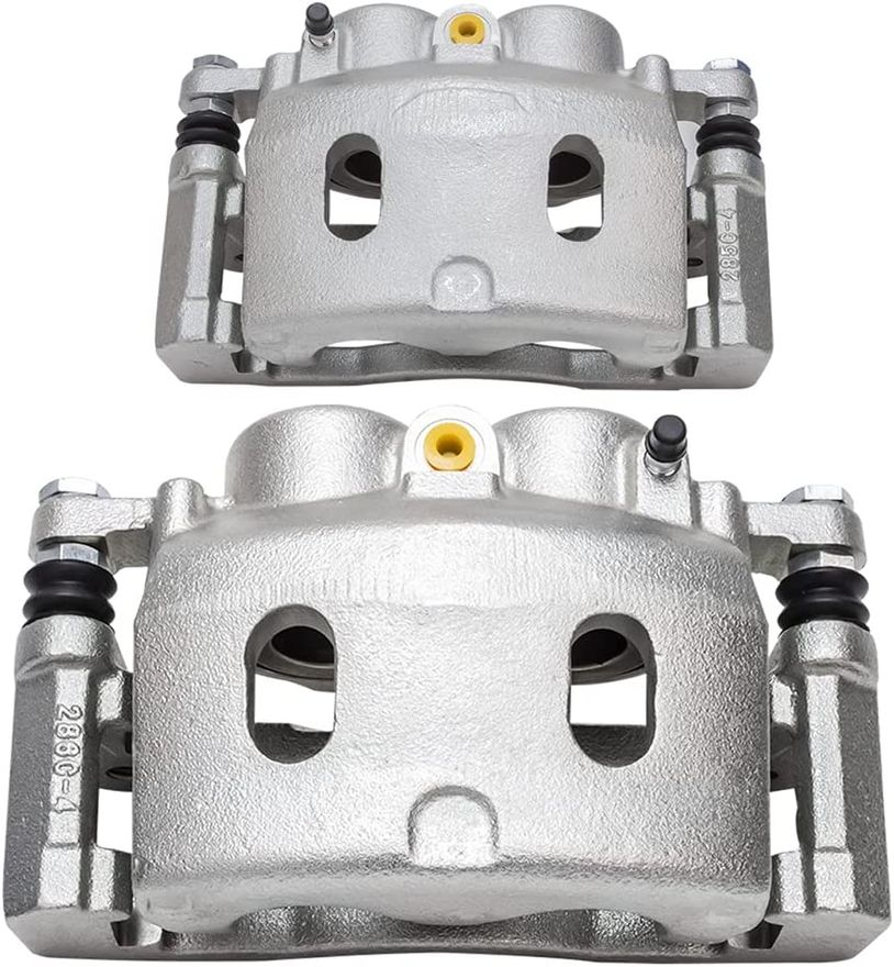 Pair Front Disc Brake Caliper High-Temp Red Powder Coated