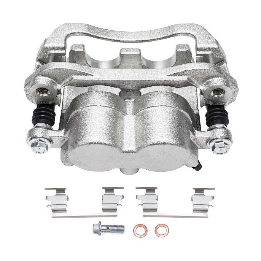 TRQ Rear Left Brake Caliper With Bracket - Compatible With 2007-2013 Suzuki SX4 Driver Side