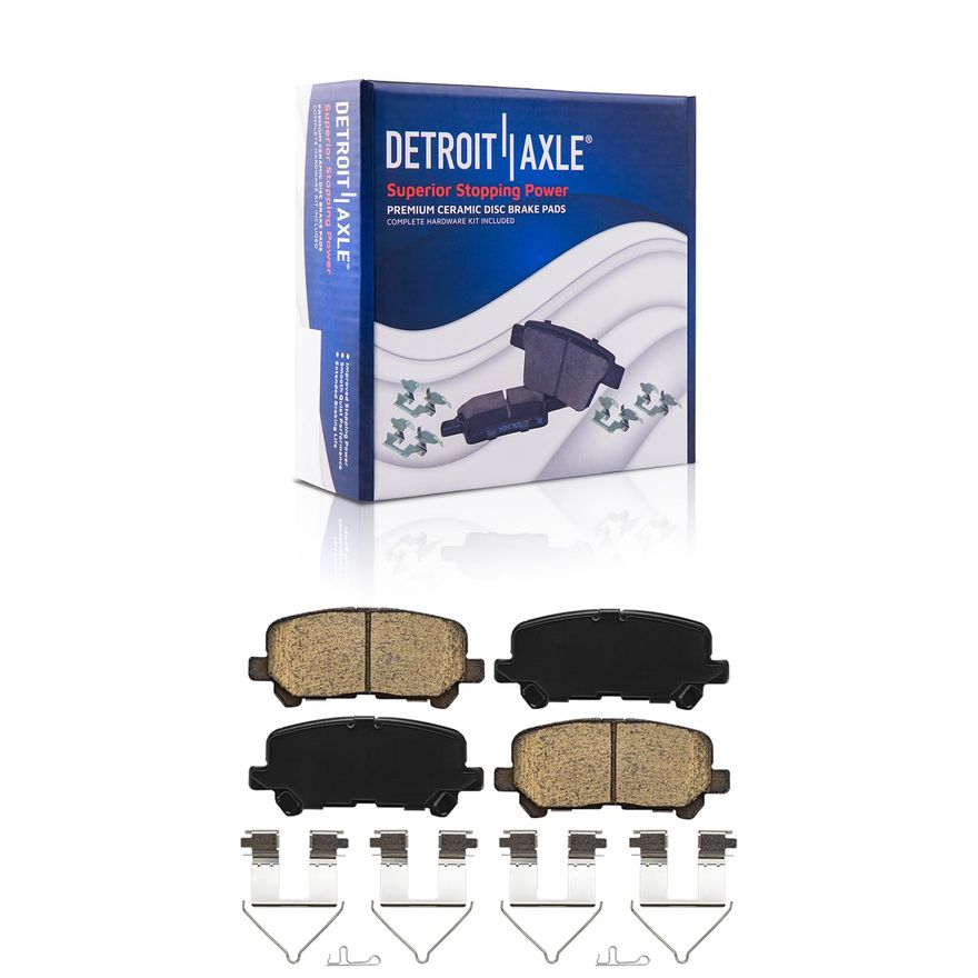 Detroit Axle Rear Brake Kit – Ceramic Pads & Rotors – For Honda Pilot, Ridgeline, Passport – 10-Year Warranty
