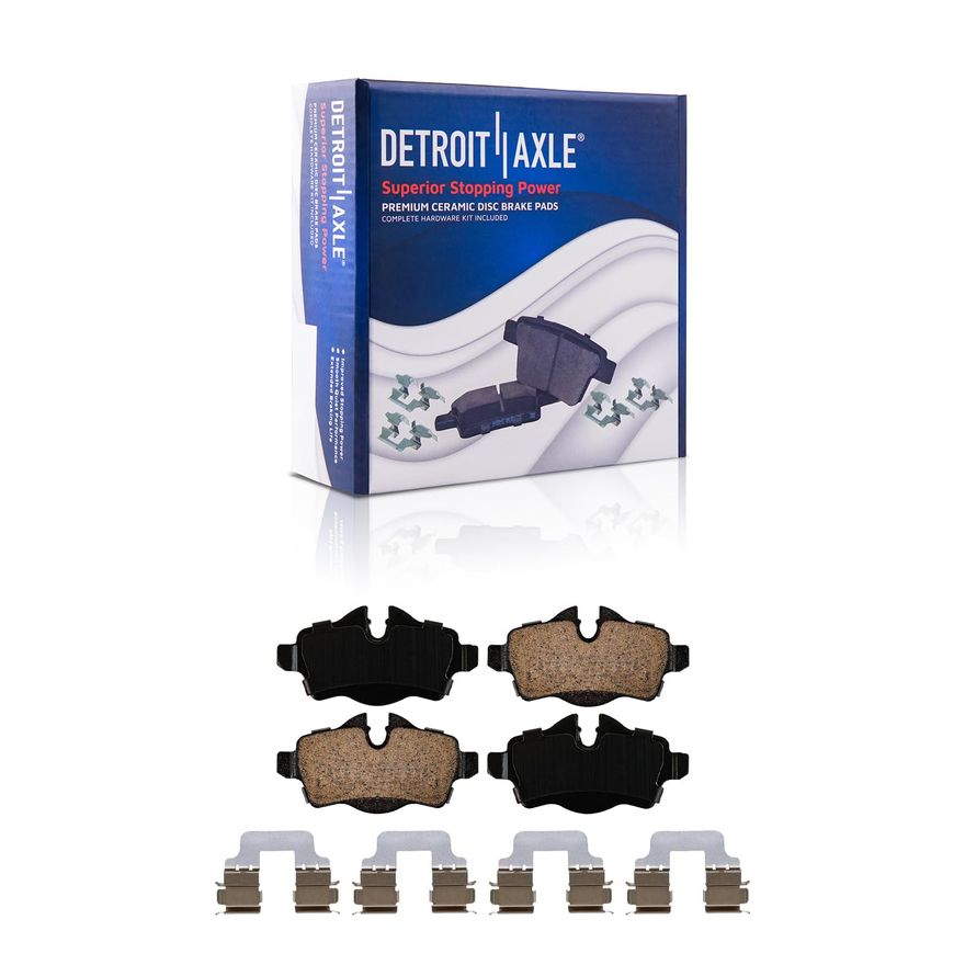 thumbnail image 2 of Detroit Axle Brake Kit For 2007-2013 Mini Cooper – Front & Rear Ceramic Pads + Plain Rotors, 10-Year Warranty 2 of 5