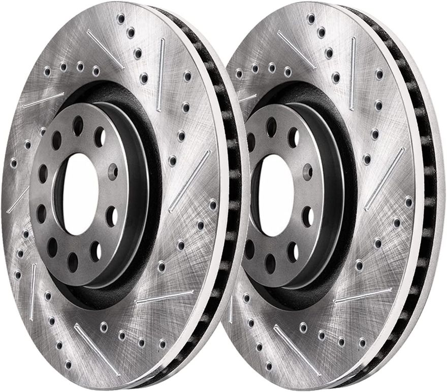 Front Drilled Brake Rotors - S-34319 x2