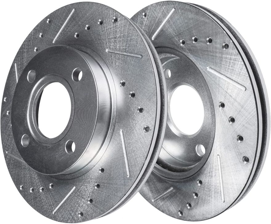 Front Drilled Brake Rotors - S-34367 x2