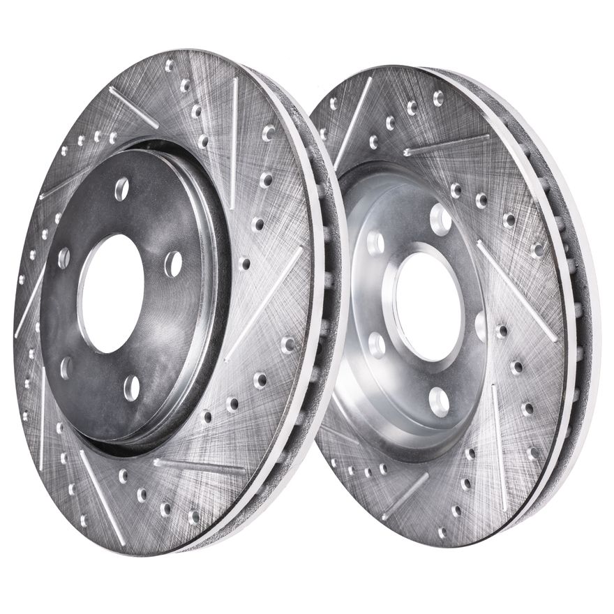 Front Drilled Brake Rotors - S-34360 x2