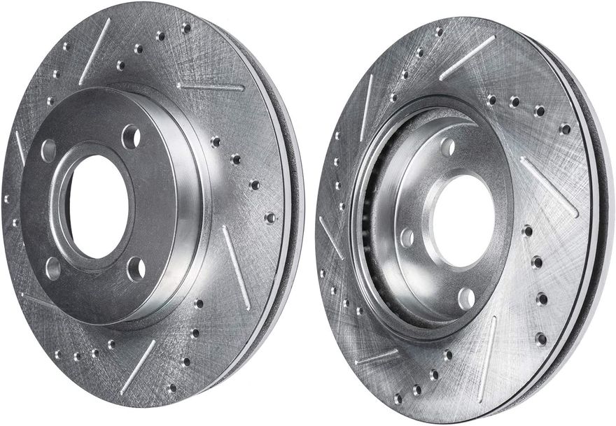 Front Drilled Brake Rotors - S-31056 x2