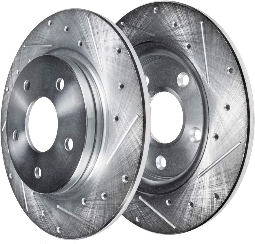 thumbnail image 2 of APF Front & Rear Drilled/Slotted Zinc Rotors + Ceramic Pads For Acura TL 1999-2008 – Full Brake Kit 2 of 5