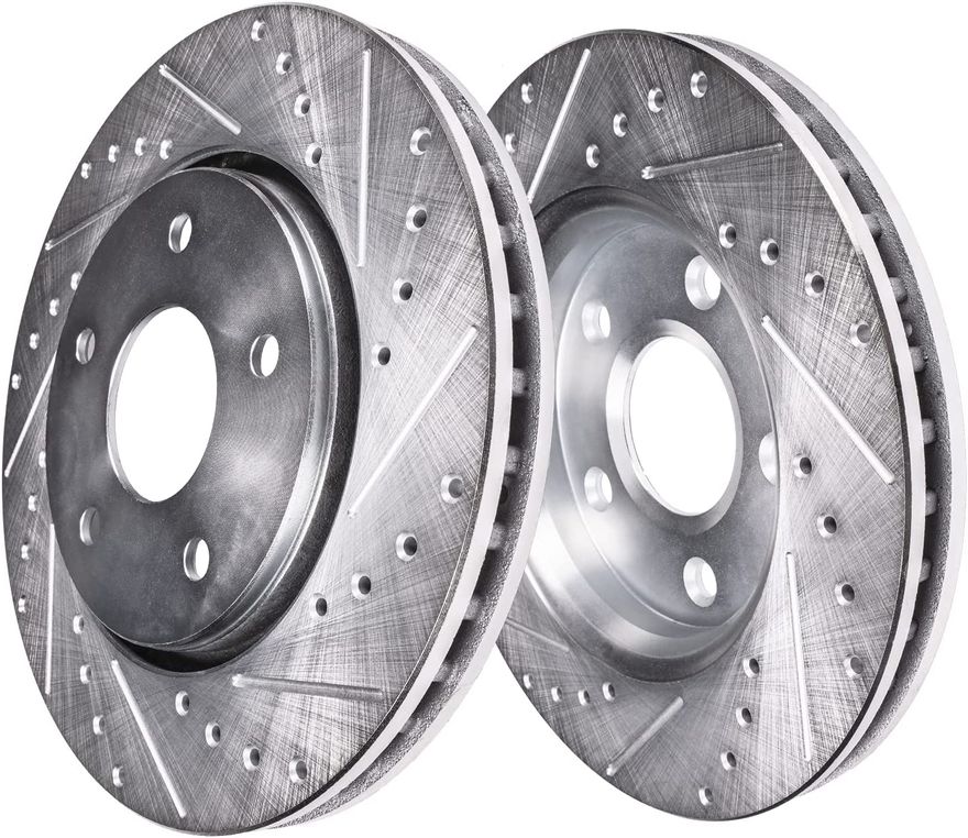 Front Drilled Disc Brake Rotor - S-31375 x2