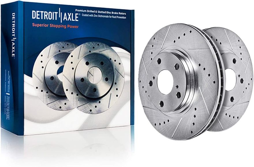 Front Drilled and Slotted Brake Rotors (Pair)