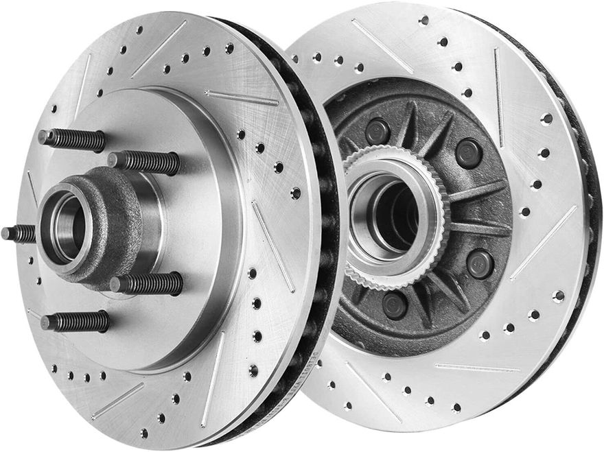 Front Drilled Disc Brake Rotors - S-54091 x2