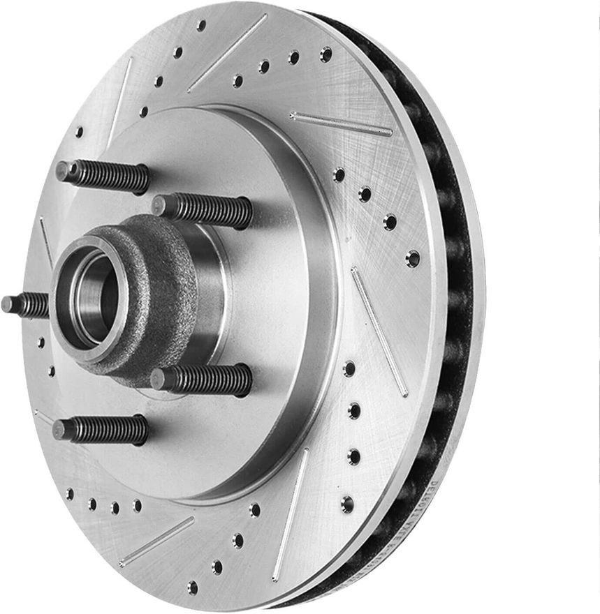 Front Drilled Disc Brake Rotors - S-54091 x2