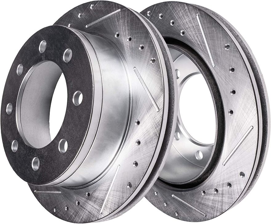 Front Drilled Brake Rotors - S-54135 x2