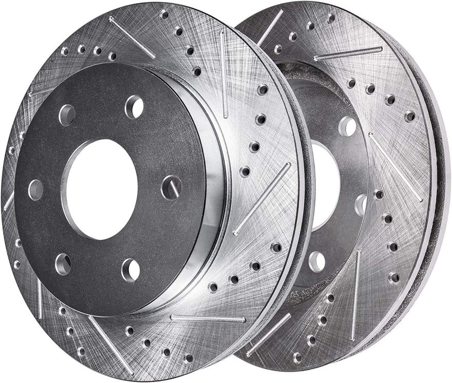 Rear Drilled and Slotted Brake Rotors (Pair)