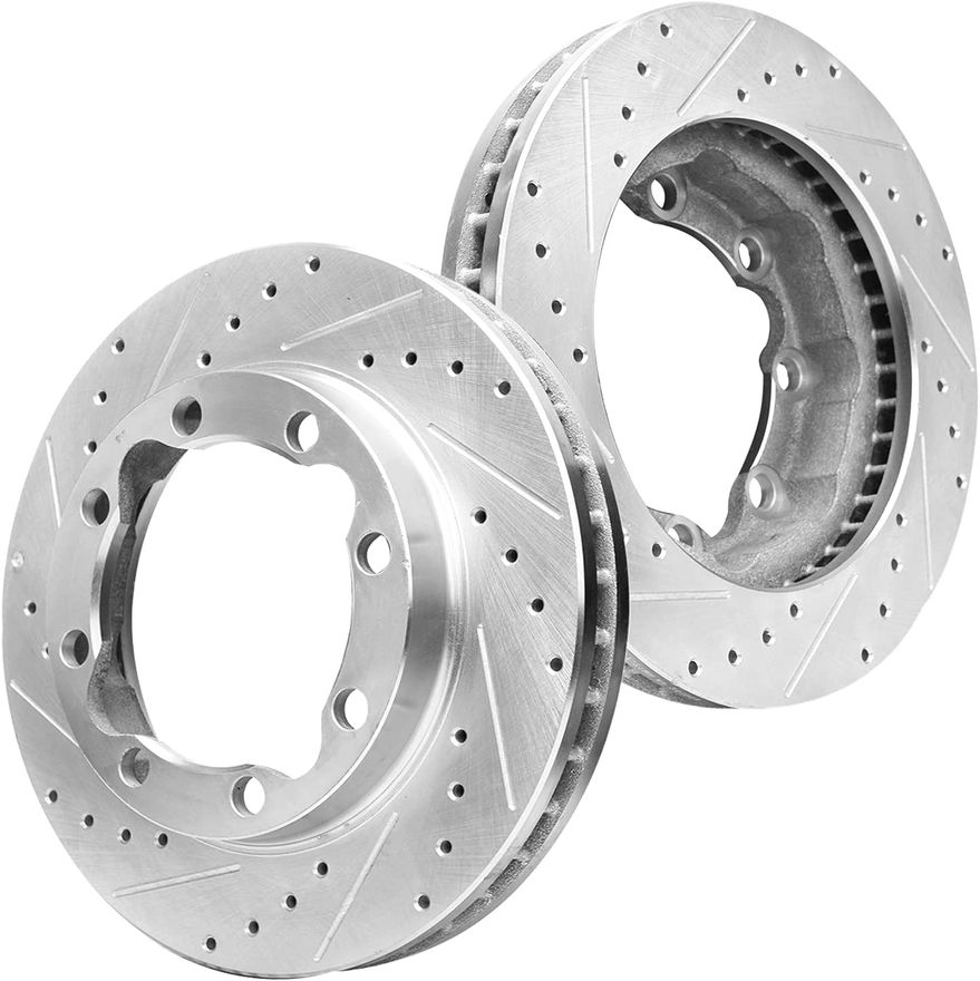 Front Drilled Disc Brake Rotor - S-55028 x2