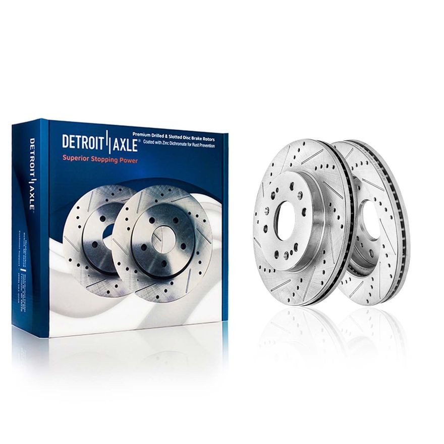 Front Drilled and Slotted Brake Rotors (Pair)