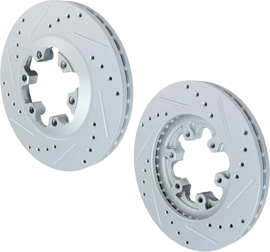 Front Drilled Disc Brake Rotor - S-55090 x2