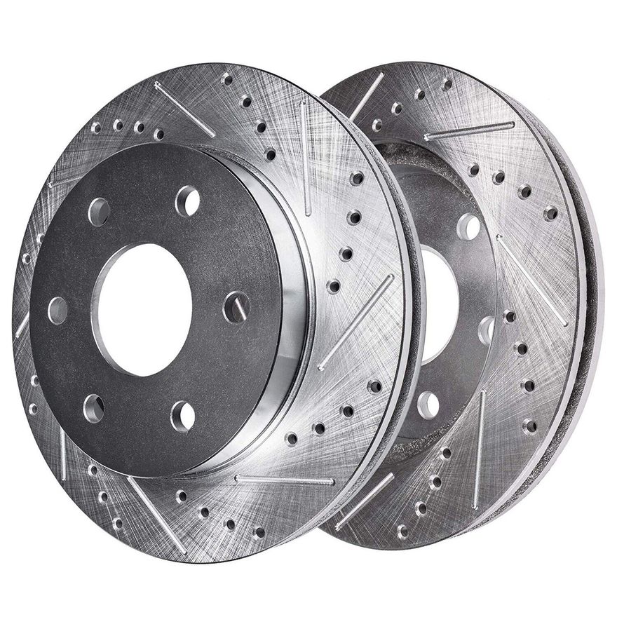 Front Drilled Brake Rotors - S-55145 x2