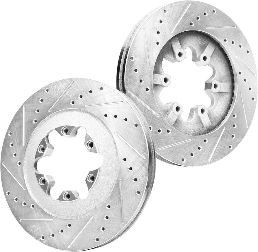 Front Drilled Brake Rotors - S-55162 x2