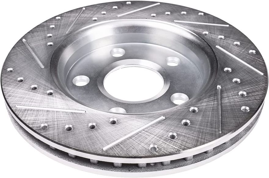 AM Autoparts Rear Drilled & Slotted Brake Rotors – G-Coated – For Select GM & More
