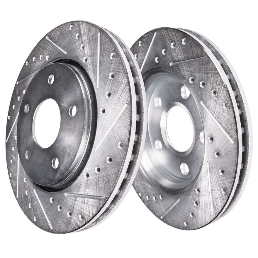 Front Drilled Brake Rotors - S-55180 x2