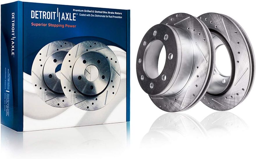 Front Drilled and Slotted Brake Rotors (Pair)