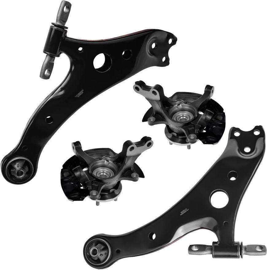 4pc Front Lower Control Arms Steering Knuckles Wheel Hub Bearings