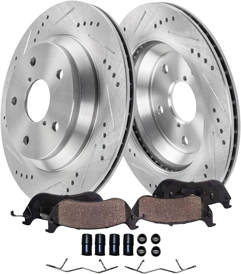 Main Image - Rear Drilled Rotors Brake Pads