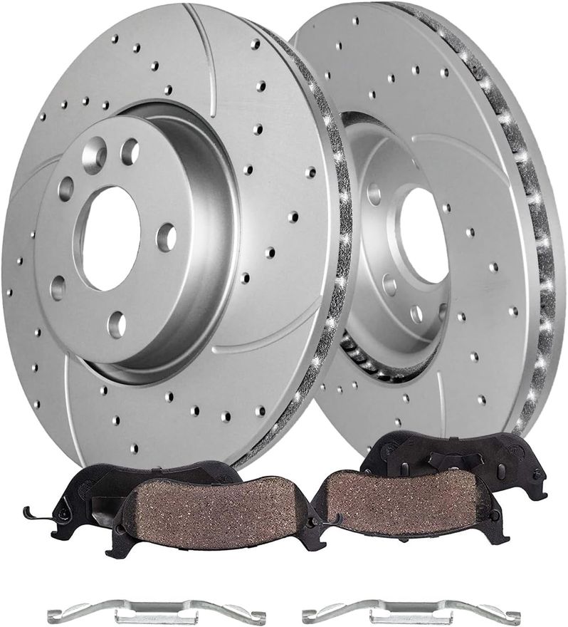 Main Image - Front Drilled Rotors Brake Pads