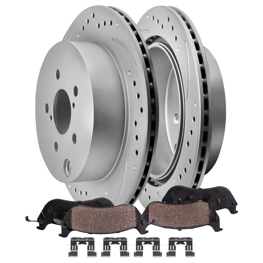 Main Image - Rear Drilled Rotors Brake Pads