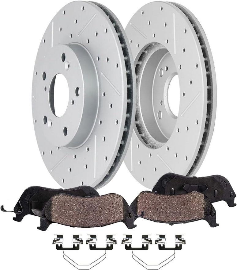 Main Image - Front Drilled Rotors Brake Pads