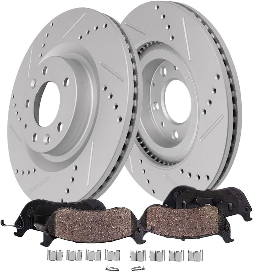 thumbnail image 2 of Approved Performance Front & Rear Drilled/Slotted Rotors + Ceramic Pads For Nissan Maxima 09-21 2 of 2