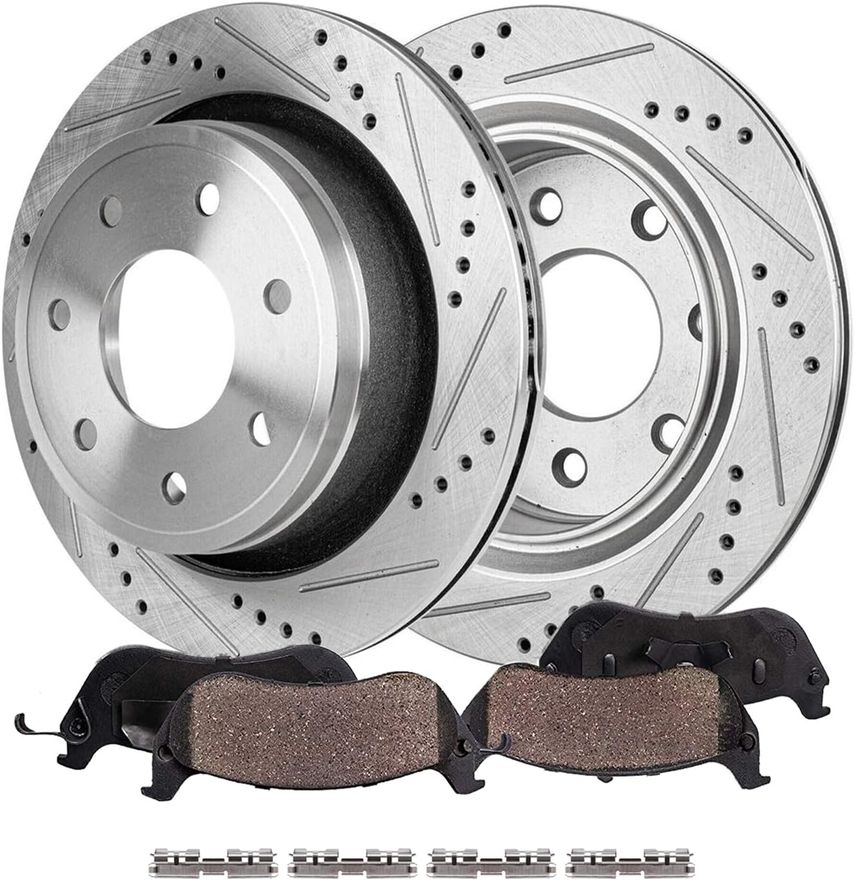 Main Image - Rear Drilled Rotors Brake Pads