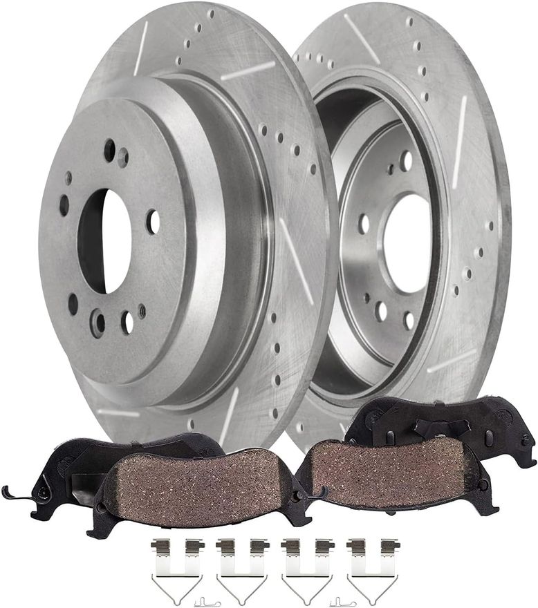 Main Image - Rear Drilled Rotors Brake Pads