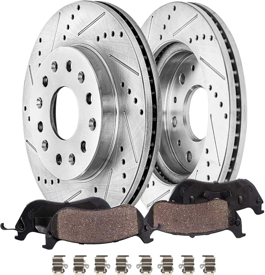 Main Image - Front Drilled Rotors Brake Pads