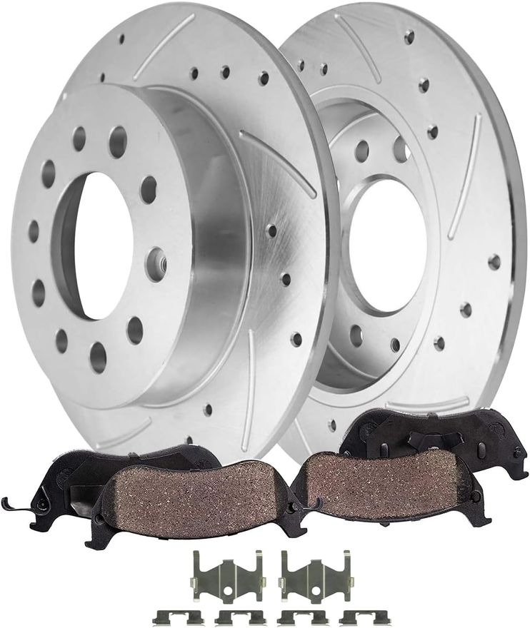 Main Image - Rear Drilled Rotors Brake Pads