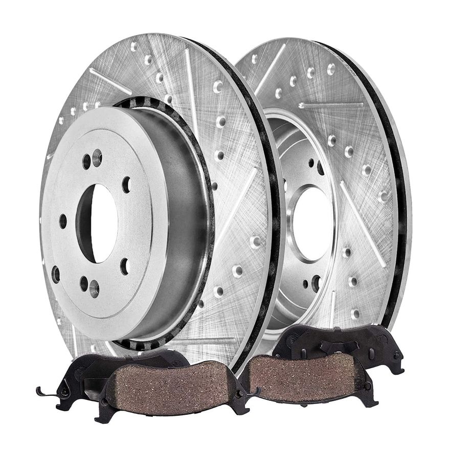 Main Image - Rear Drilled Rotors Brake Pads