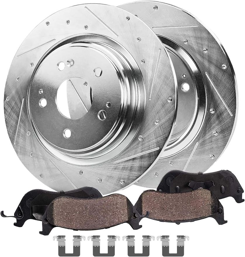 Main Image - Rear Drilled Rotors Brake Pads