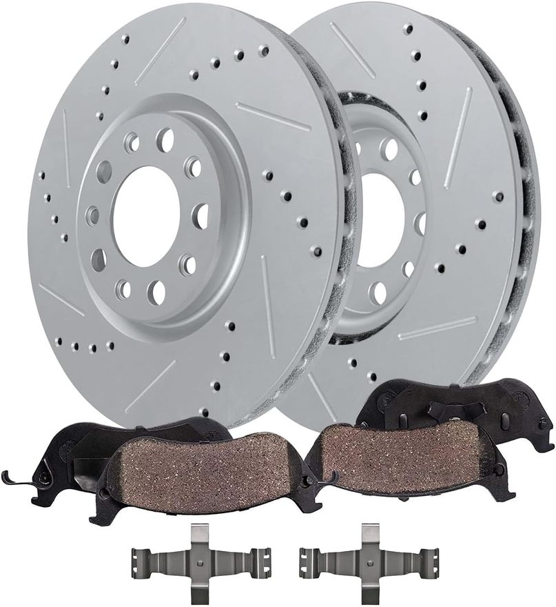 Main Image - Front Drilled Rotors Brake Pads