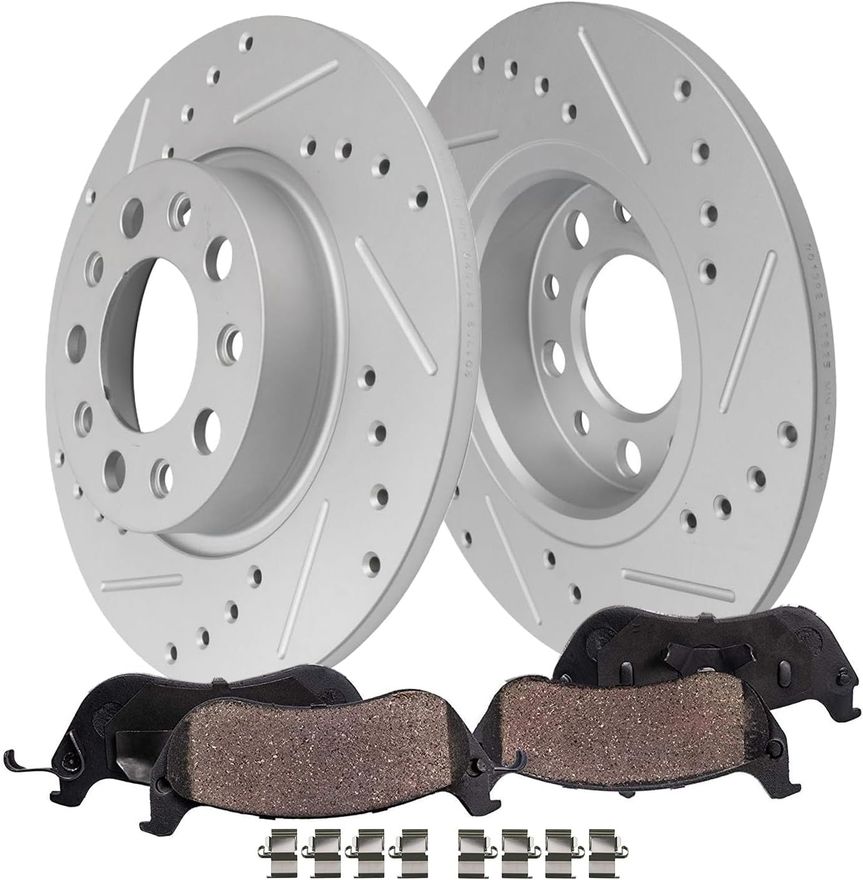 Main Image - Rear Drilled Rotors Brake Pads