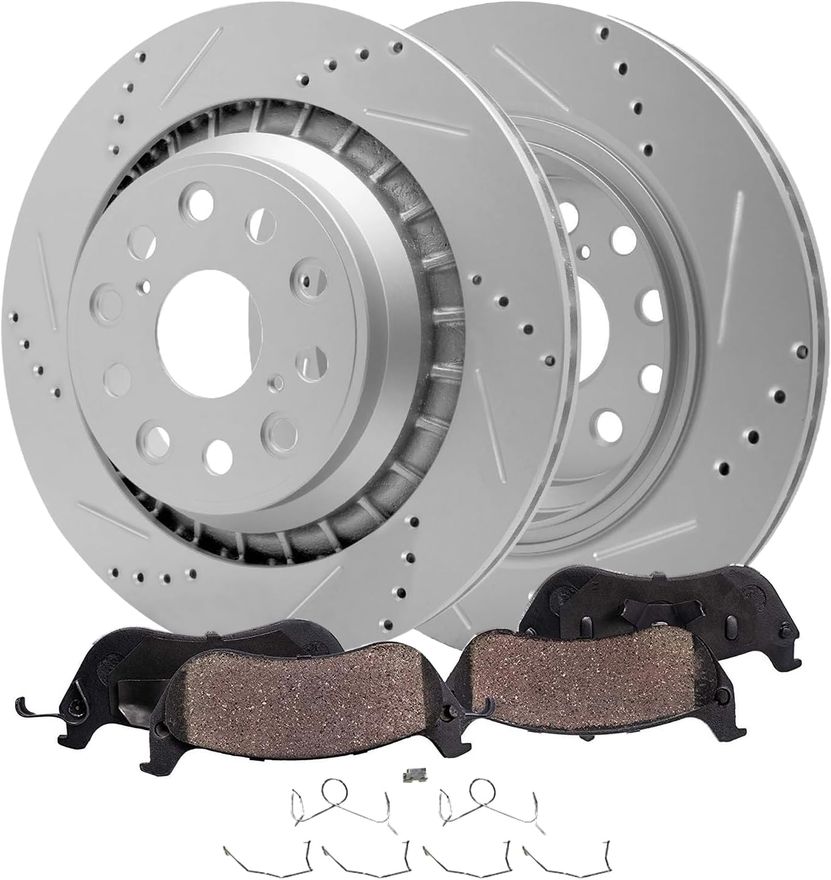 Main Image - Rear Drilled Rotors Brake Pads