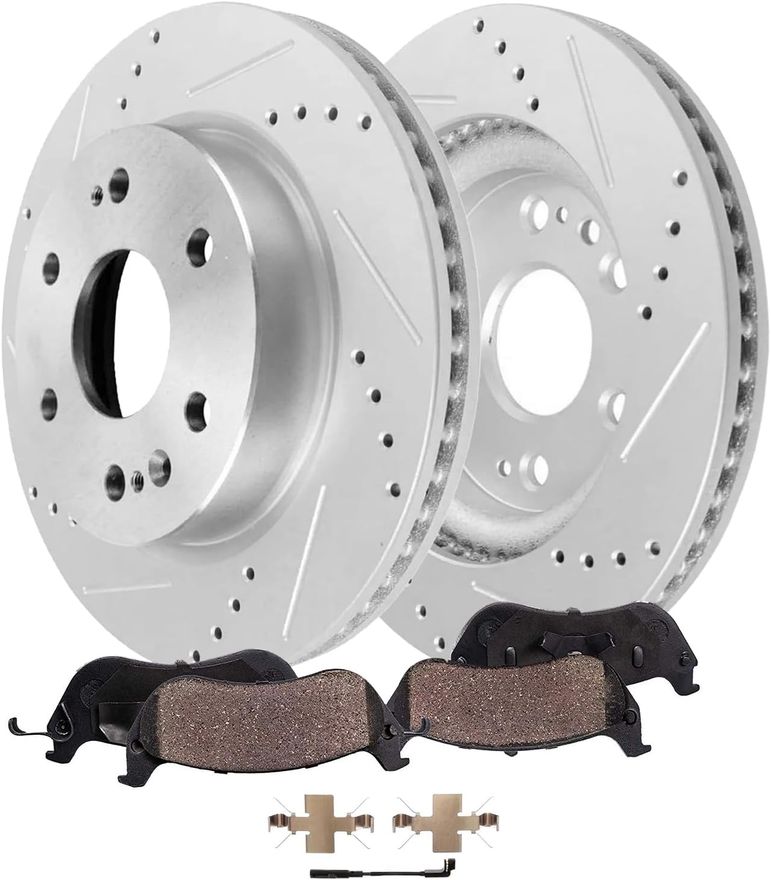 2021 Chevrolet Tahoe 4pc Front Drilled Slotted Rotors and Ceramic Brake