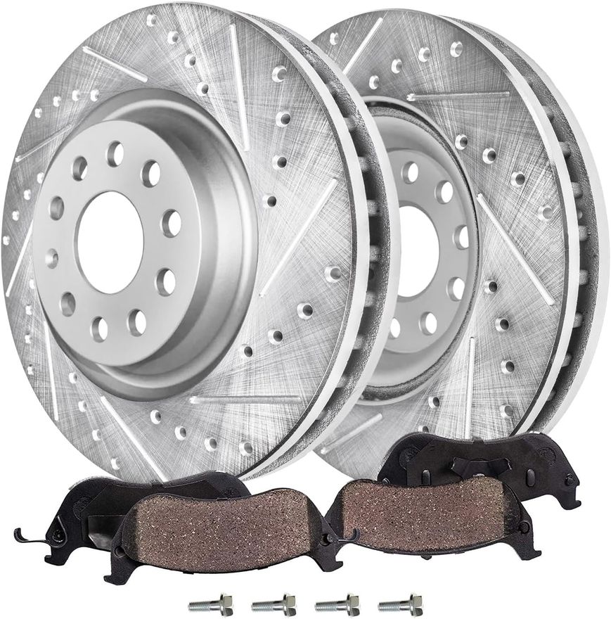 Main Image - Front Drilled Rotors Brake Pads