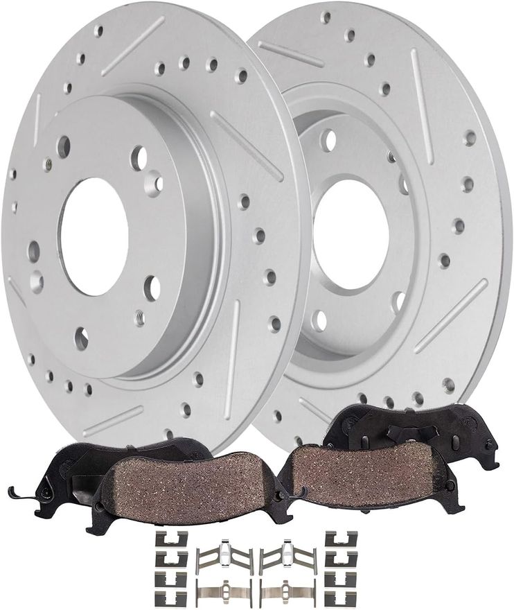 Main Image - Rear Drilled Rotors Brake Pads