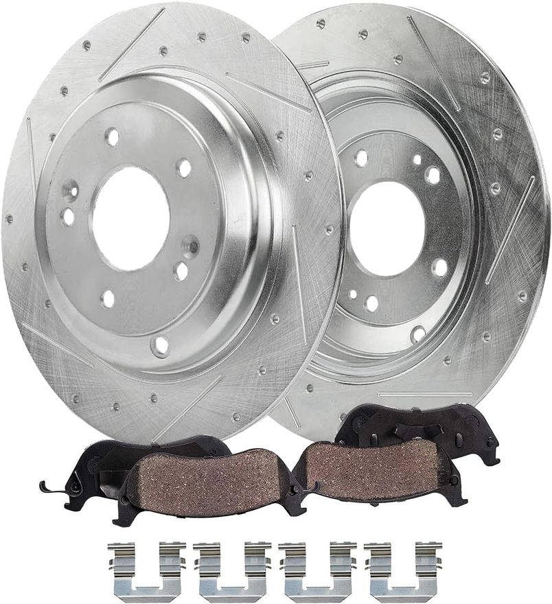 Main Image - Rear Drilled Rotors Brake Pads