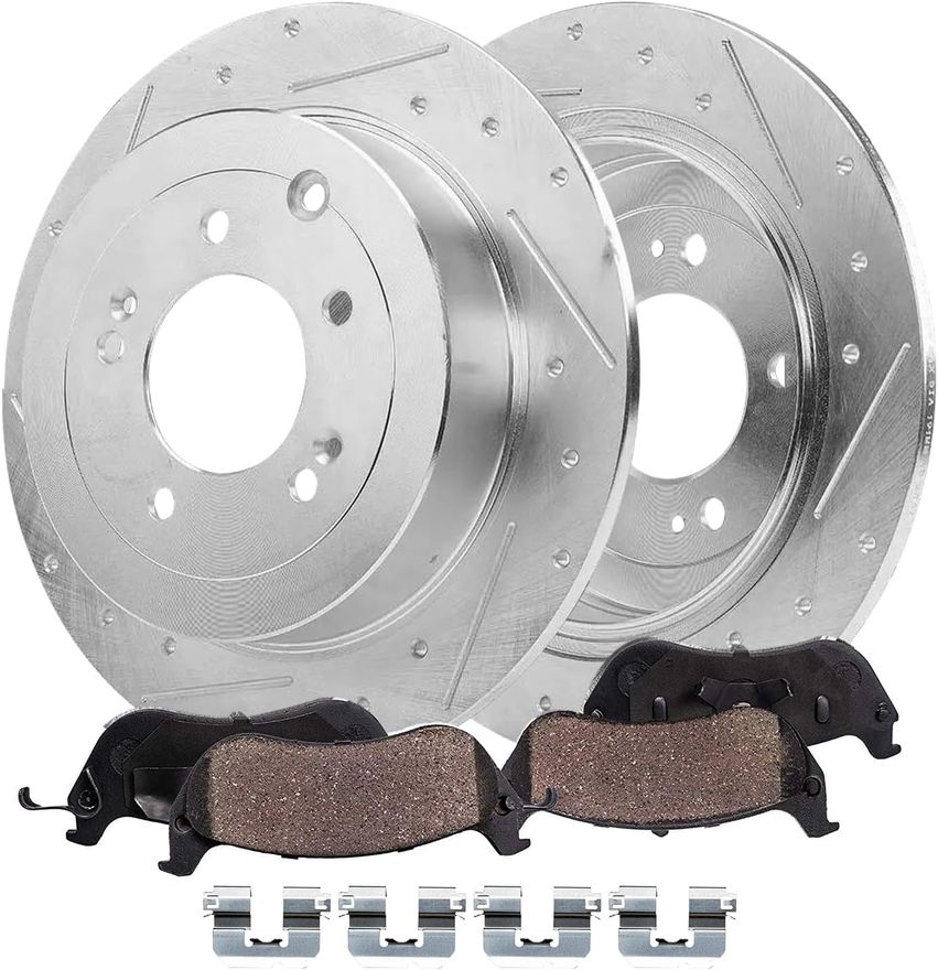 Main Image - Rear Drilled Rotors Brake Pads