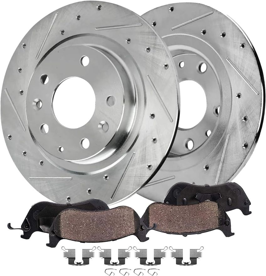 Main Image - Rear Drilled Rotors Brake Pads